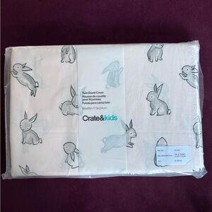 Unopened Crate&Kids soft pink Bunny Duvet Cover - twin